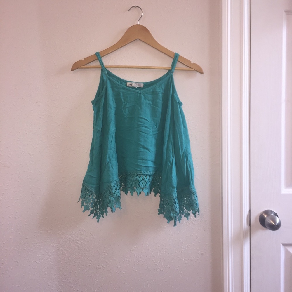 turquoise lace tank top